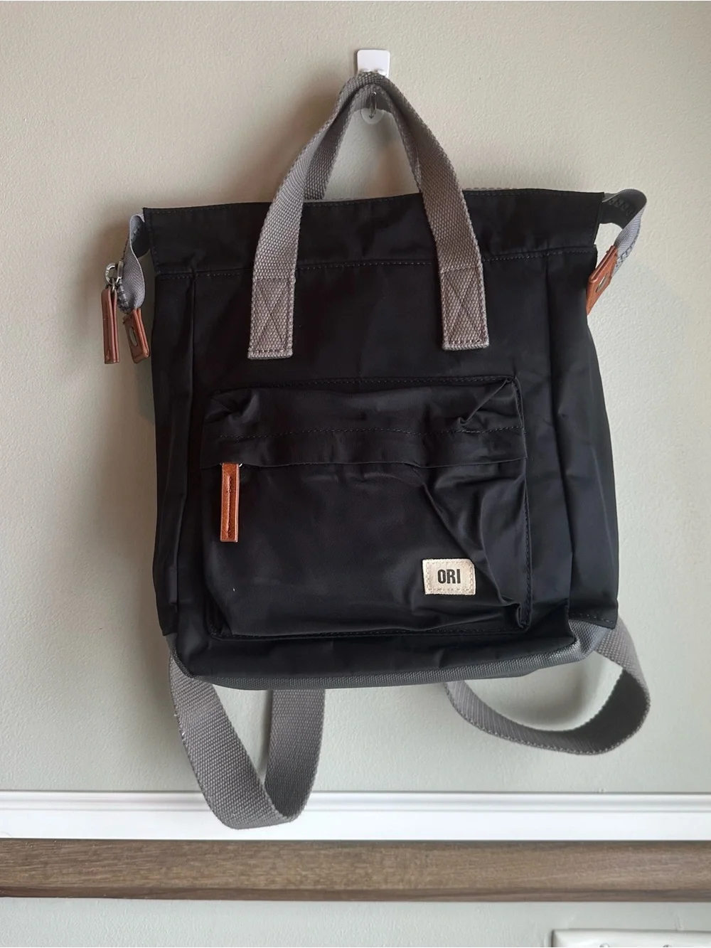 ORI London Pantry Sustainable Nylon Backpack Black Classic Daypack - Picture 5 of 6